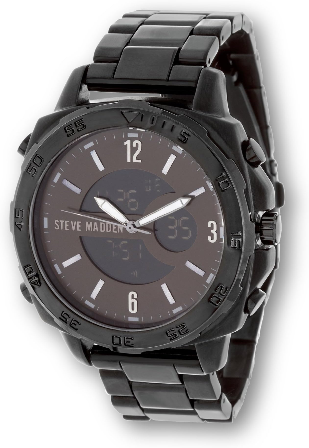 Steve Madden Women's Oversized Ana-Digi Watch Black One Size