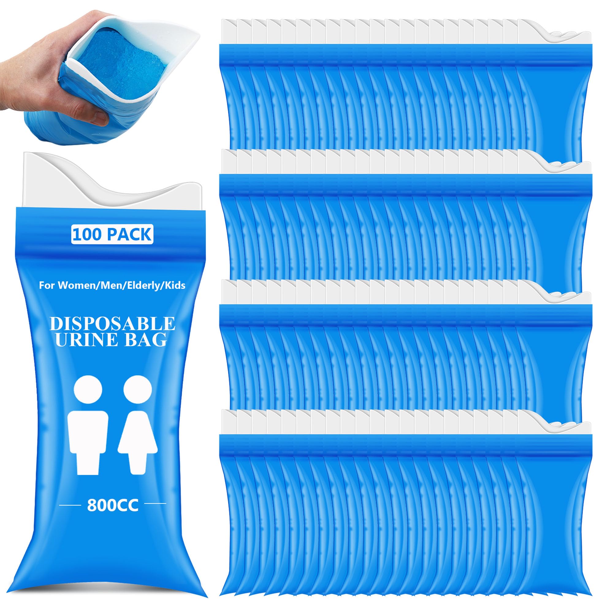Photo 1 of Disposable Urine Bag 28oz/800ml Pee Bags for Travel for Women/Men Pee Bags Bulk Unisex Emergency Portable Urine Bag Vomit Bags, for Car Camping,Traffic Jam, Pregnant, Kid, Patient (Blue, 100 Pack)