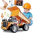 MQDMINI RC Dump Vehicle Toy for Kids - Remote Control Car for 6+ Year Old Boys Girls, Kids Beginner Car Tractor Vehicle, Rechargable Engineering Self-Discharging Truck for Kids Boys Gifts