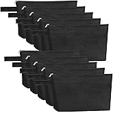 Sinzip 10 Pieces Cotton Canvas Makeup Bag with Bottom, Multi-Purpose Cosmetic Bag with Zipper Travel Toiletry Pouch, Blank DIY Craft Bag Pencil Bag (M, Black), MN-WB07