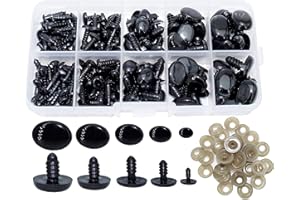 BESTCYC 1Box(125pcs) 5different Size Oval Shape Black Plastic Safty Nose for Teddy Bear Doll Animal Puppet Crafts