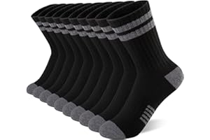 Comfoex 10 Pairs Boys Crew Long Athletic Socks for 4-6 6-8 8-10 Years Old Kids Calf Sports Half Cushioned