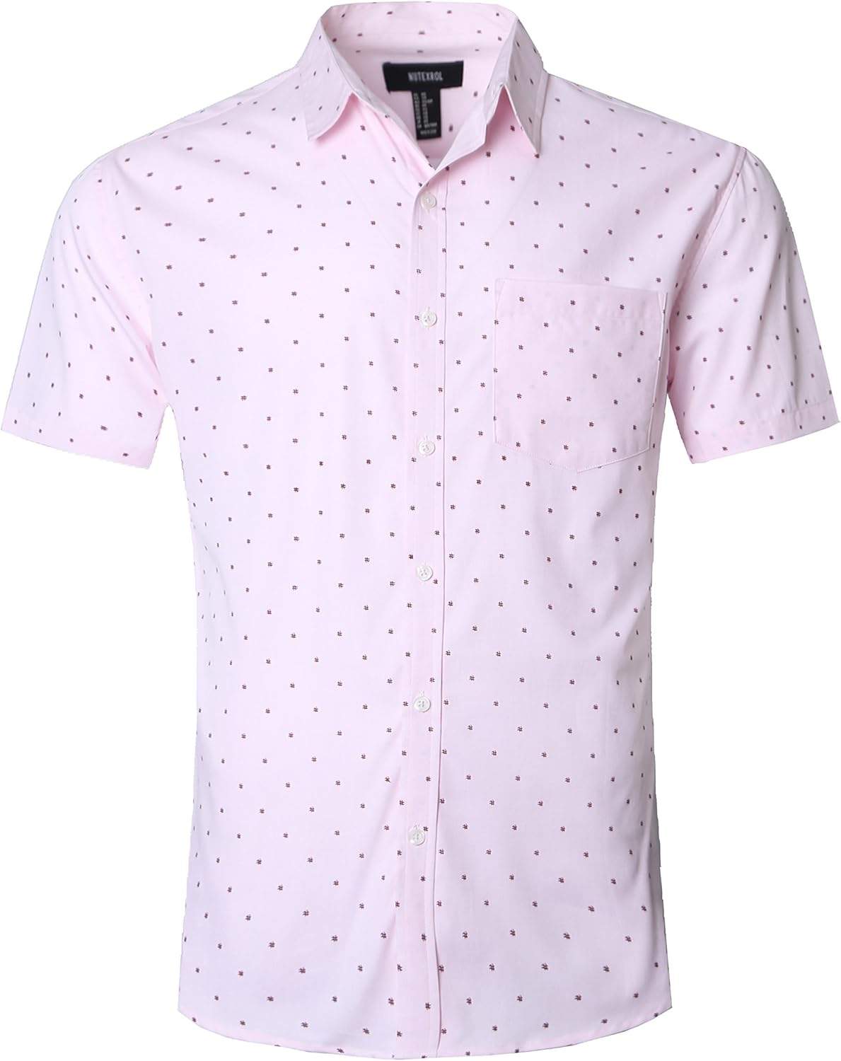 NUTEXROL Mens Print Shirt Casual Short Sleeve Regular-fit Cotton Shirts: Clothing