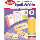 Evan-Moor Skill Sharpeners Spell and Write Workbook, Grade 2, 120 Spelling Words, Test Prep, Word Families, Short Vowels, Grammar, Punctuation, Creative Writing, Vocabulary, Activities, Homeschool
