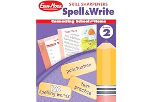 Evan-Moor Skill Sharpeners Spell and Write Workbook, Grade 2, 120 Spelling Words, Test Prep, Word Families, Short Vowels, Grammar, Punctuation, Creative Writing, Vocabulary, Activities, Homeschool