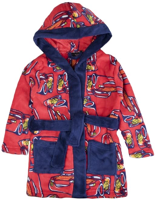 Disney Cars Lightning McQueen Boys Fleece Bath Robe Red/Blue Patterned