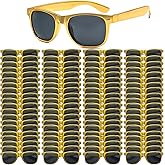 QYVEWY 3/6/12/20 Pack Metallic Gold Sunglasses Bulk for Women Men Retro 90s Cheap Glasses for Party Supplies