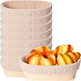 Gejoy Oval Banneton Bread Proofing Basket Set of 8, Sourdough Bread Baking Bowl Kit with Cloth Liners and Dough Scrapers Natural Rattan Banneton Sourdough Bowl Basket for Bakers(10 Inch)