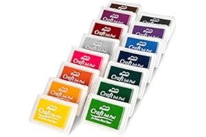 MERDTTES 15 Colors Craft Ink Pads, Washable Finger Ink Pads for Stamps for Kids DIY, Paper, Wood Fabric, Scrapbooking, Rubber Stamps (15 Pack)