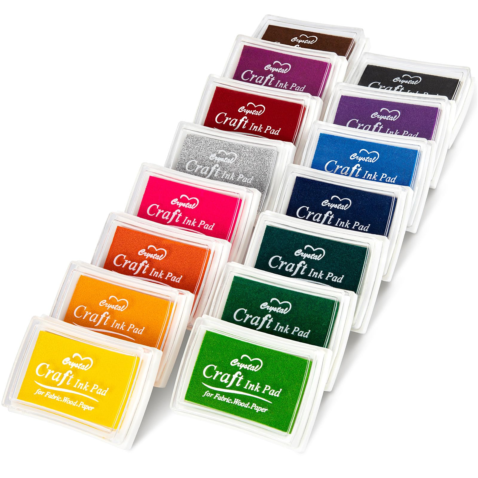 Photo 1 of MERDTTES 15 Colors Craft Ink Pads, Washable Finger Ink Pads for Stamps for Kids DIY, Paper, Wood Fabric, Scrapbooking, Rubber Stamps (15 Pack)