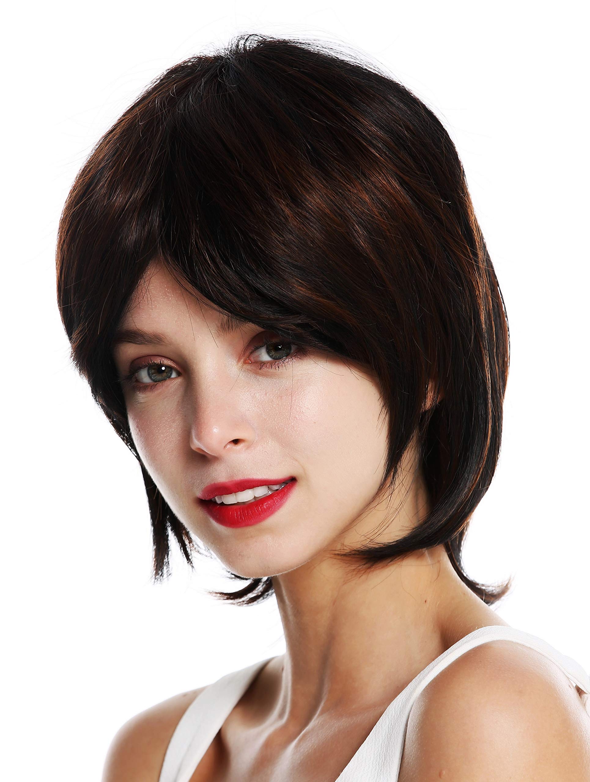 WIG ME UP - ETW7098A-1BH30 women's quality wig short wavy parting layered black highlighted copper brown highlights