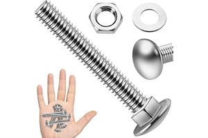EASTPUK (18 Sets) 1/4-20 x 2 Carriage Bolts with Nuts and Washers, 304 Stainless Steel Round Head Square Neck 1/4 Carriage Bo