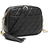 lola mae Quilted Crossbody Bag, Medium Lightweight Shoulder Purse Top Zipper Tassel Accent