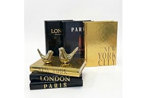 Decorative Books for Home Decor & Coffee Table Book Decor - Set of 3 Real Hardcover Journals (Paris, London, New York) with G
