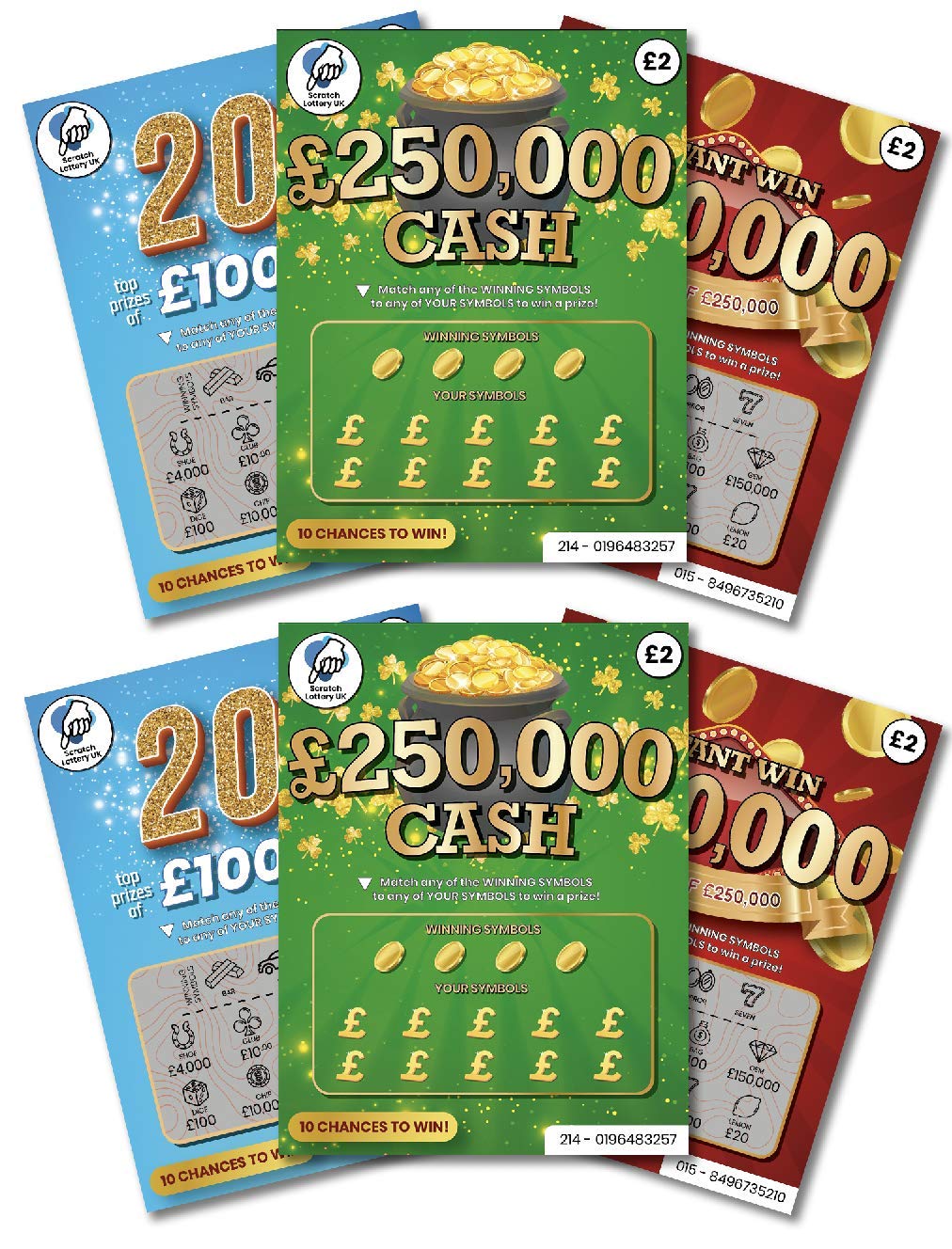 Pinelands Winning Joke Scratch Card Fake Lottery Ticket Each Card Appears to Win Thousands (Multipack x 6)