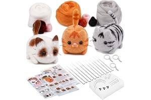 SHWAKK Needle Felting Kits, Needle Felting Starter Kit with Instructions, Felting Pad, Felting Wool, Felting Needles, Keychain and Split Ring for Craft Project and DIY Handmade
