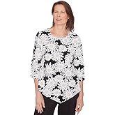 Alfred Dunner Women's Daisy Pointed Hem Top with Necklace