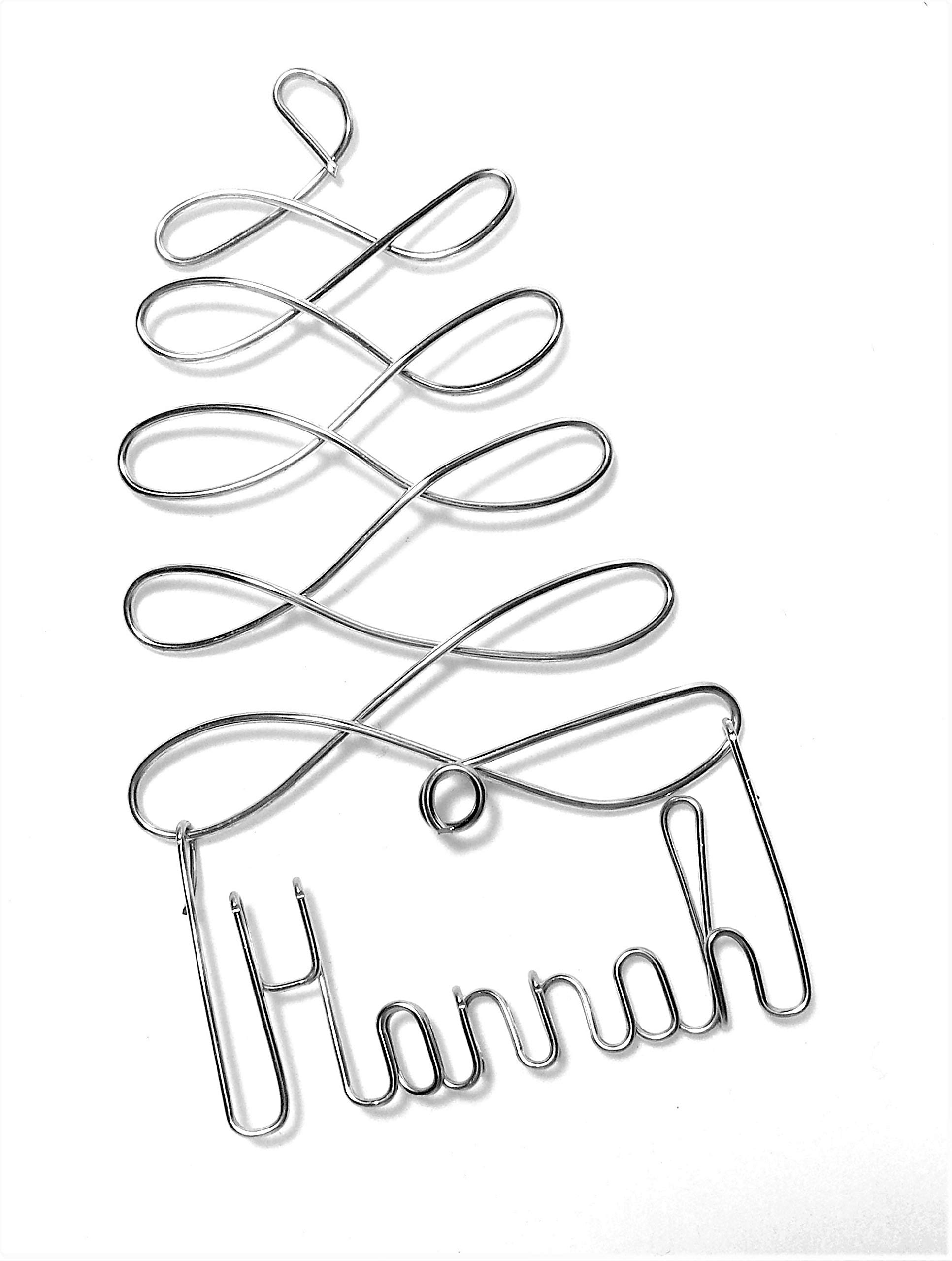Personalized Christmas Ornament Silver Tree Any Name Designed Up to 9