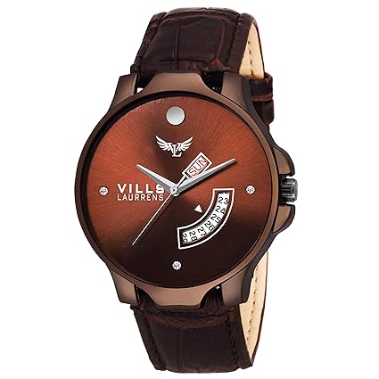 VL-1131 Attractive Brown Movado Day and Date Display Watch for Men and Boys