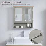 Bath Vida Priano 2 Door Mirrored Wall Cabinet Grey Oak H58 W56 D13 cm view 5