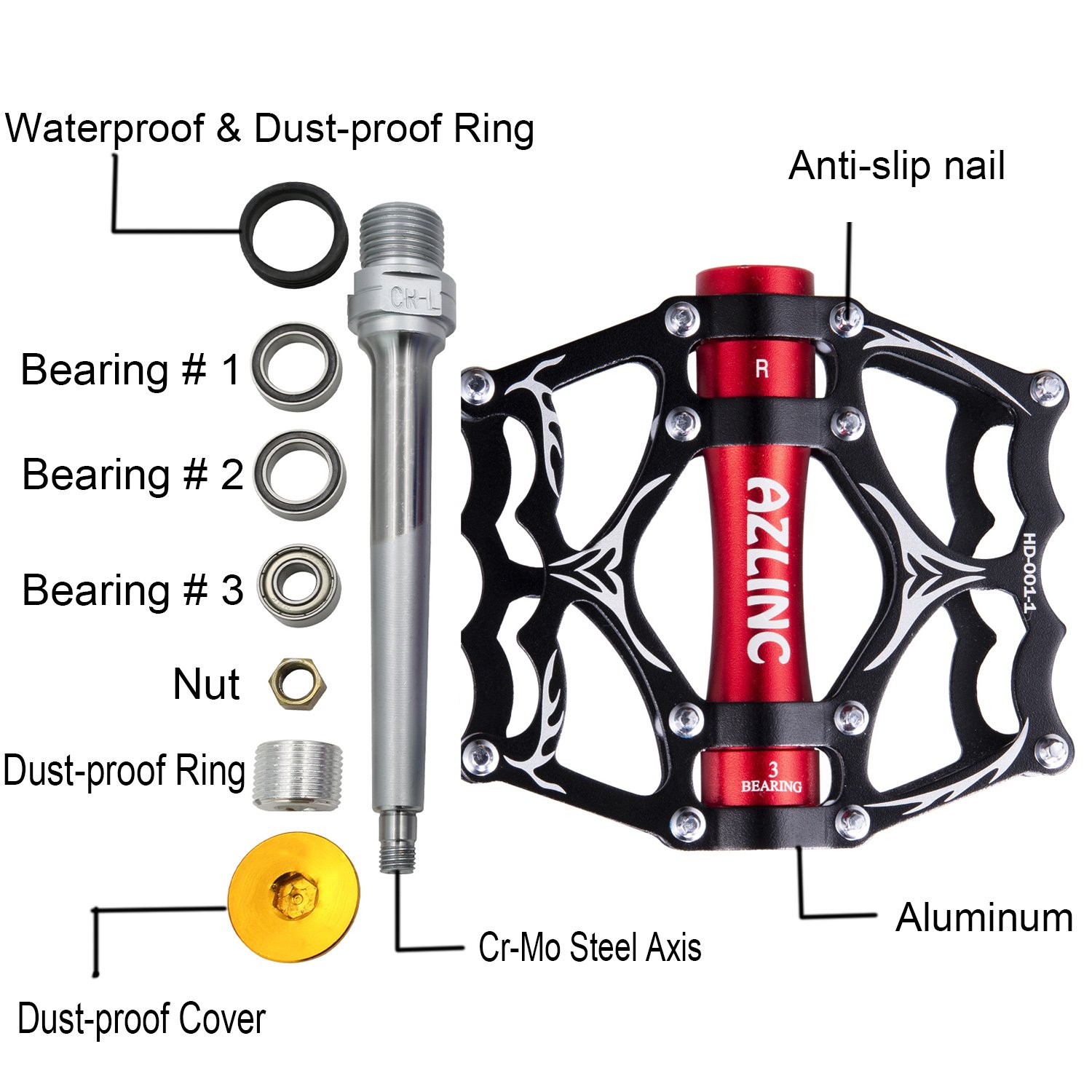YDSEOZOA Alu Fahrradpedale MTB - Rutschfeste Mountainbike Pedale Mit Anti-Rutsch-Stiften