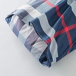 Cottonight Navy Blue Plaid Comforter Set King