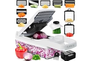 Fullstar Chopper Vegetable Cutter Mandoline Slicer for Kitchen with Handle - Veggie Chopper with Container and Lid, Food Chopper Salad Chopper Vegetable Chopper, Onion and Cheese Slicer (Lite 9 in 1)