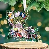 FLAGWIX Louisiana Gifts for Women Men - Acrylic Ornaments for Home Decor - Louisiana Souvenirs with New Orleans and Mardi Gras Decorations, Gifts for Mom Dad Friends