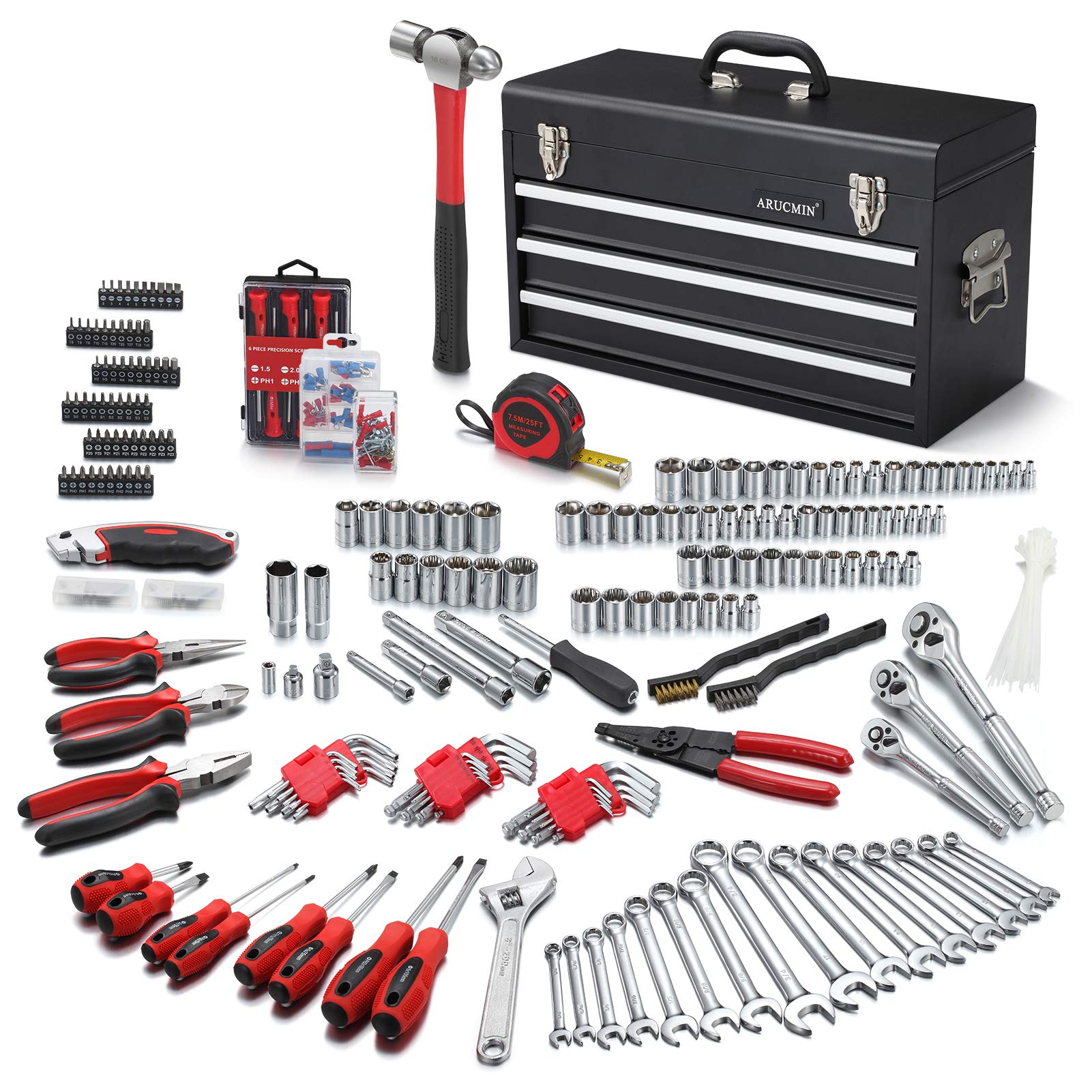 ARUCMIN 438-Piece Mechanics Tool Set with 3-Drawer