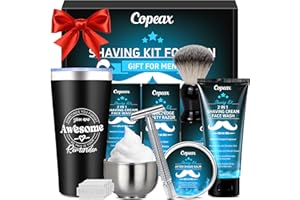 COPEAX Shaving Kit for Men,Natural Cologne Shaving Cream,Balm,Shaving Soap Bowl,Razor,Tumbler Cup,Mens Grooming & Care Kit Christmas Gifts for Men Dad Him Boyfriend Stocking Stuffers Secret Santa Gift Set