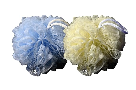 Cion Bath Sponge | Ultra Soft Exfoliating Loofah-Sponge-Scrub-Pouf for Shower (Blue & Yellow)
