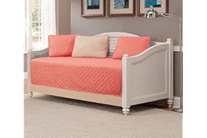 FANCY LINEN Fancy Collection 5pc DayBed Quilted Bedspread Coverlet Set Embossed Solid Coral/Khaki New