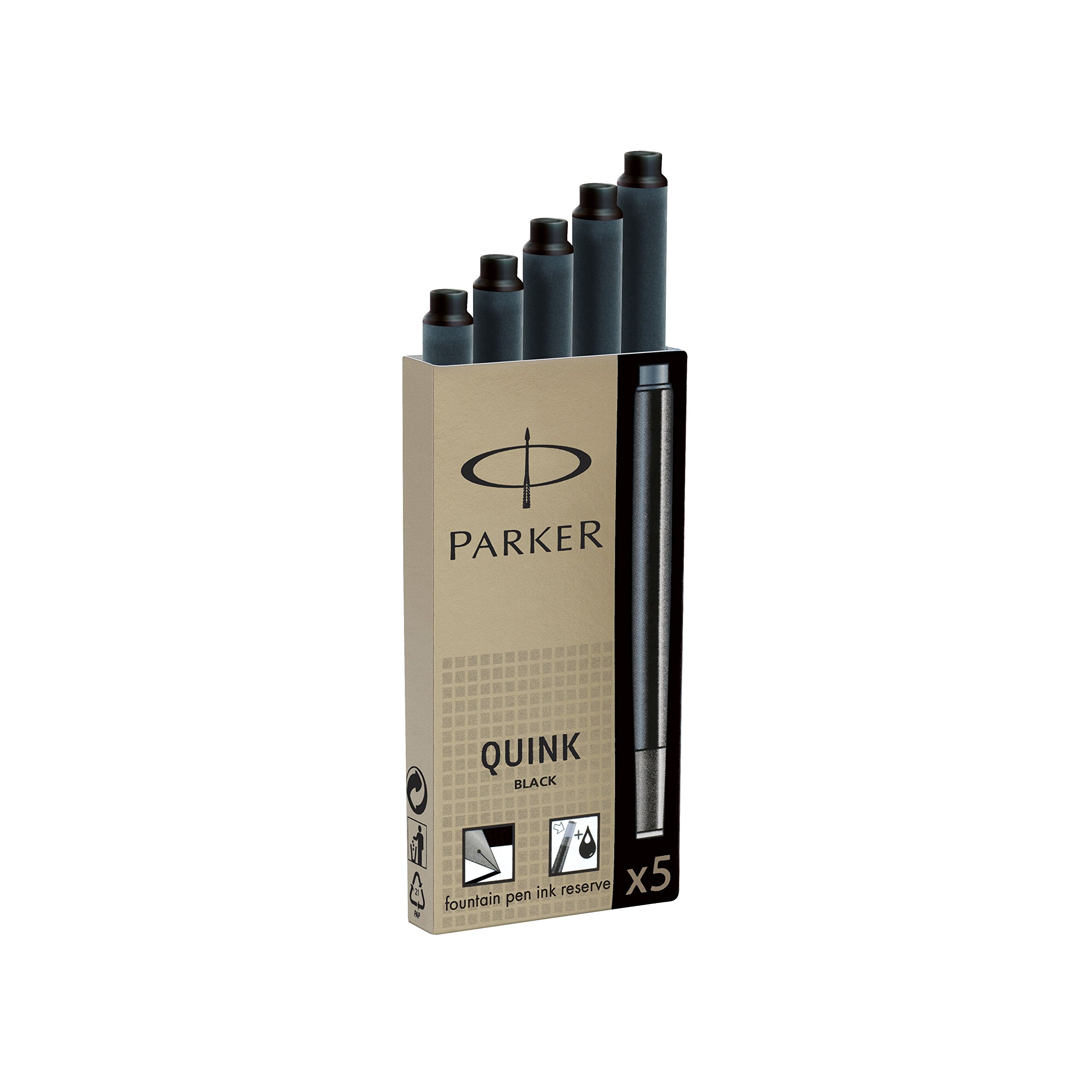 parker fnt pen cart., old model, blk, 5 pc.