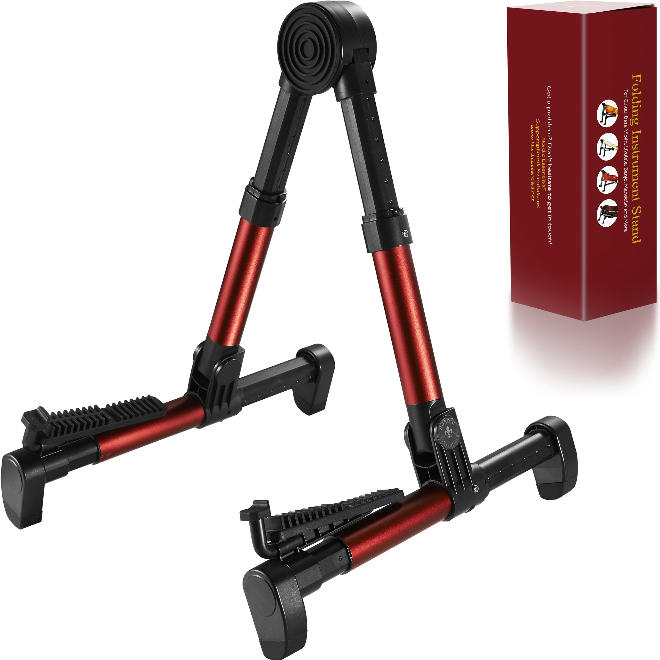 Nordic Essentials Guitar Stand for Acoustic/Electric/Classical Guitars and Violin, Ukulele, Bass - Folding, Portable and Lightweight - Fits Your Fender/Taylor/Gibson/Yamaha Music Instruments