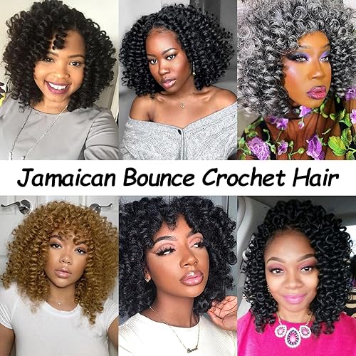 8 Inch Jamaican Bounce Crochet Hair 4 Packs 22 Strands Jumpy Wand