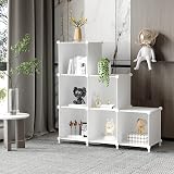 AWTATOS Cube Storage Organizer 6 Cubes DIY Stackable Shelves White view 2