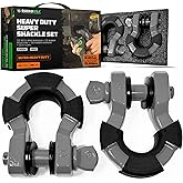 Rhino USA Super D Ring Shackles (2-Pack) - 70,548lb Break Strength – Heavy Duty 3/4" Clevis Shackle with 7/8 Pin for Towing & Off-Road Use - Pairs with Tow Strap for Vehicle Recovery (Gray)
