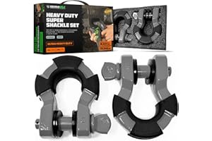 Rhino USA D Ring 2 Pack Super Shackles (70,548lb Break Strength) – Heavy Duty 3/4” Shackle with 7/8 Pin for use with Tow Stra