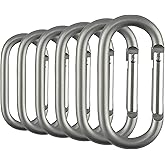 Swatom Aluminum Oval Carabiners Clip Spring Snap Hook Keyring for Keychains Grey (6Pcs)