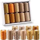 Swpeet 10Pcs 1000 Yards Brown Colors All Purpose Threads Assortment Kit, Handy Polyester Sewing Threads Embroidery Thread, Ha