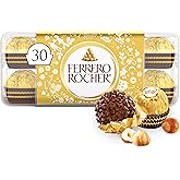 Ferrero Rocher Premium Gourmet Milk Chocolate Hazelnut Candy Gift Box, Individually Wrapped Chocolate Candy for Christmas, 30 Count, 13.2 oz