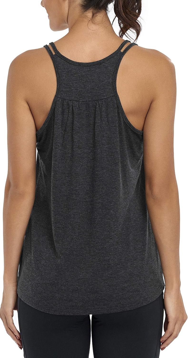 Hibelle Womens Scoop Neck Cute Racerback Yoga Workout Tank Top: Clothing