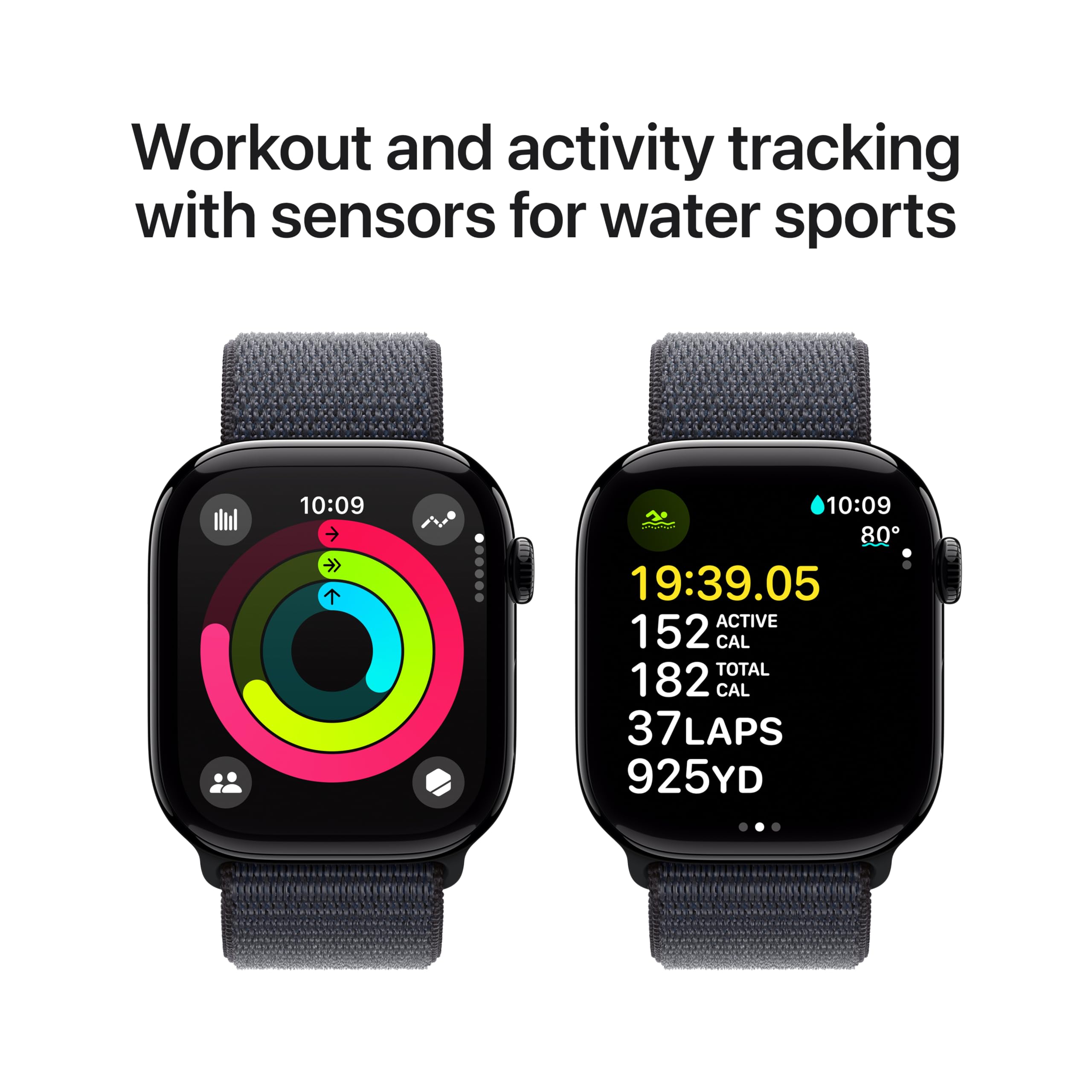 Apple Apple Watch Series 10 [GPS 46mm case] Smartwatch with Jet Black Aluminium Case with Ink Sport Loop. Fitness Tracker, ECG App, Always-On Retina Display, Carbon Neutral