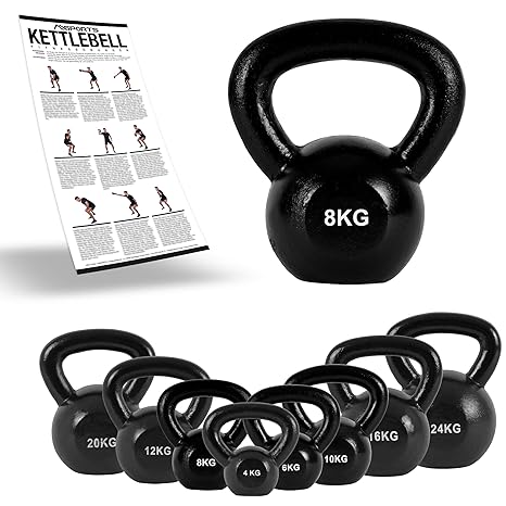 MSPORTS Kettlebell Professional Iron 2 – 30 kg inkl. Übungsposter Kugelhantel