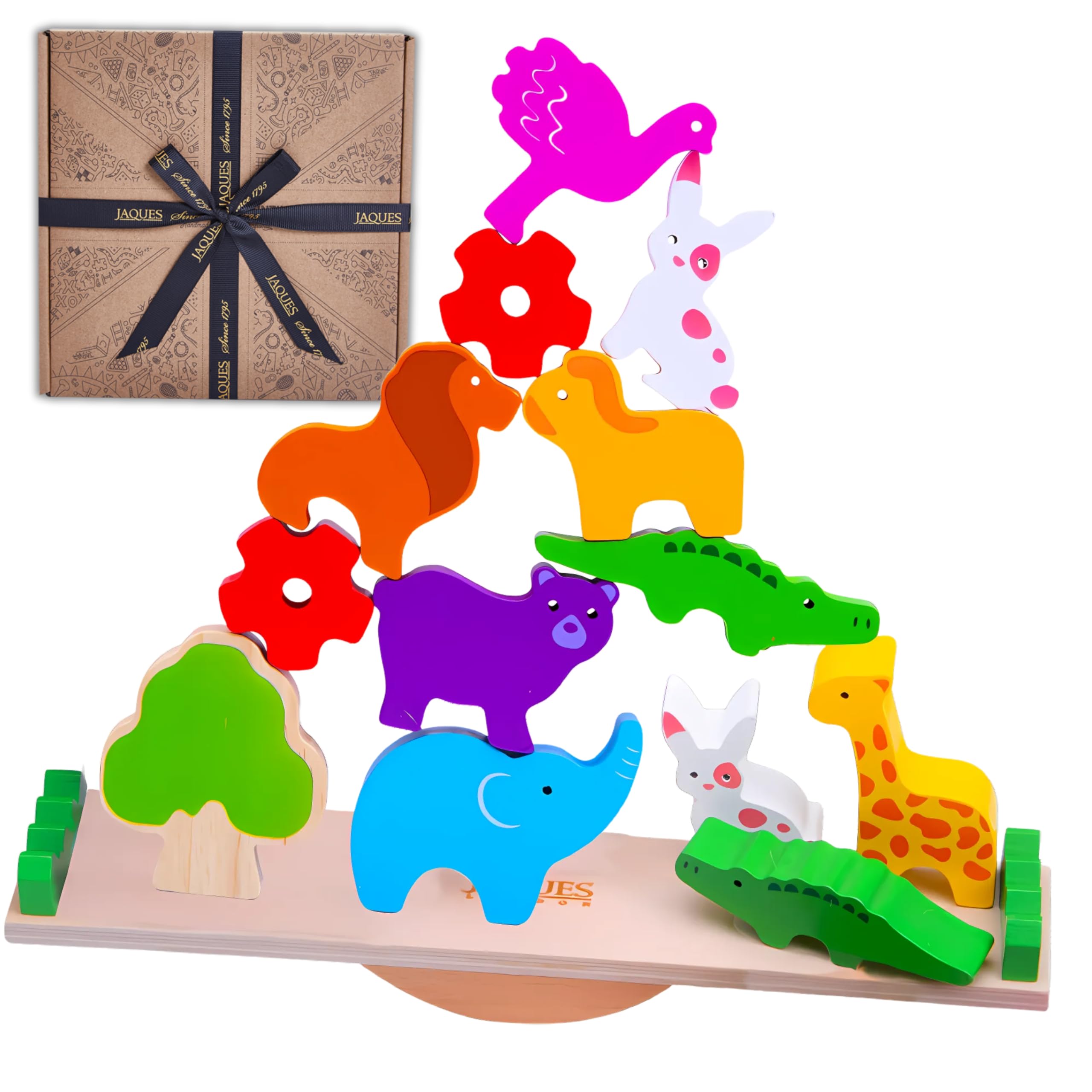 Jaques of London Animal Toys Shape Sorter Seesaw | Premium Wooden toys for 3 4 5 year old boys and girls | Montessori Toddler Toys Since 1795
