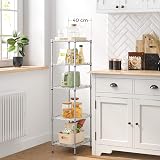SONGMICS 5-Tier Kitchen Shelf with 8 Hooks Silver LGR115E01 view 2
