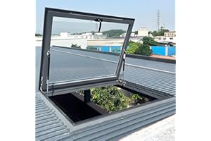 VALDOZA Skylight Windows for House Roof, Roof Window And Skylight Basement Daylighting Door, Basement Window Well, Skylight Roof Window, Attic Skylight Cover for Hallway Sun Room Stairway Garage(Gray,LxW 65x5