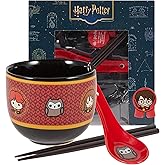 Culture Fly Harry Potter Microwave Ramen Bowl Set with Chopsticks and Spoon, 20 oz Ceramic Instant Noodle Bowls with Chopsticks, Ramen Noodle Bowl, Rice Bowl Anime Gifts for Men