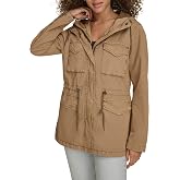 Levi's Women's Four Pocket Hooded Military Jacket | Adjustable Drawcord Hood, Cinch Waist, Front Zipper Closure, 2 Chest Pockets, 2 Lower Pockets, Outdoor Occasion
