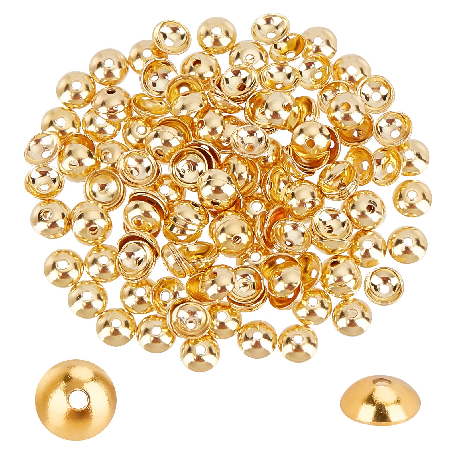 UNICRAFTALE About 150pcs Apetalous Flower Bead Caps, 4mm Stainless Steel Spacer Caps, Golden Bead Cap Spacers for Bracelet Necklace Jewelry Making 0.8mm Hole